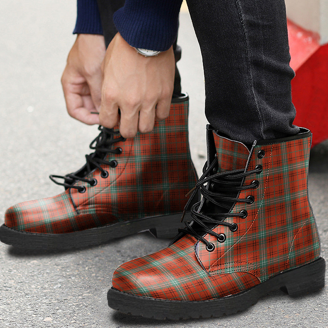 Morrison Red Ancient Tartan Plaid Leather Boots