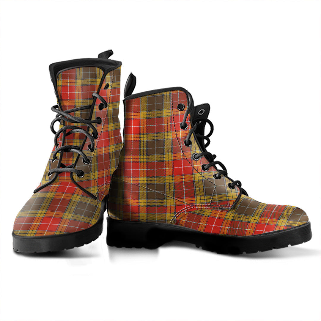 Buchanan Old Set Weathered Tartan Plaid Leather Boots