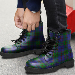 Strachan Tartan Plaid Leather Boots
