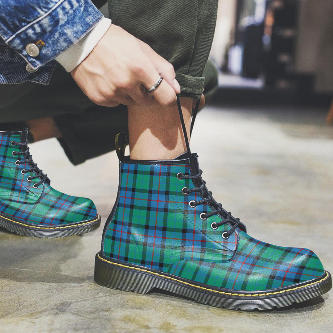 Flower Of Scotland Tartan Plaid Leather Boots
