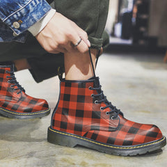 Rob Roy MacGregor Ancient Tartan Plaid Leather Boots