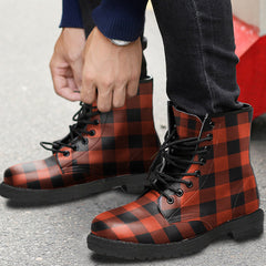 Rob Roy MacGregor Ancient Tartan Plaid Leather Boots