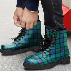 Flower Of Scotland Tartan Plaid Leather Boots