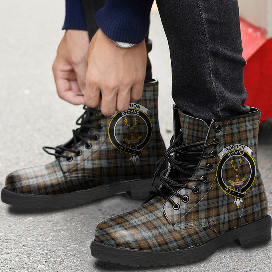 Gordon Weathered Tartan Crest Leather Boots