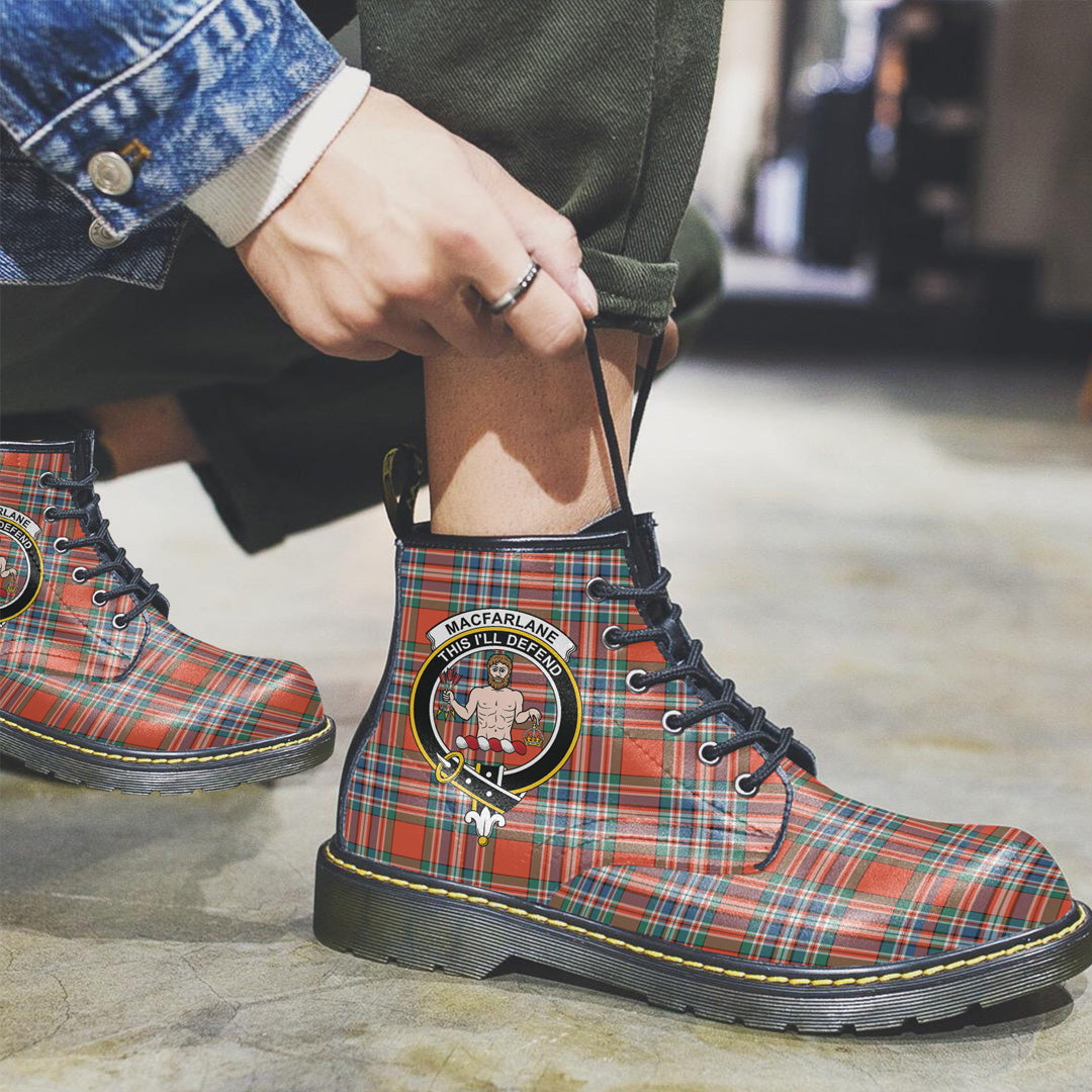 MacFarlane Ancient Tartan Crest Leather Boots