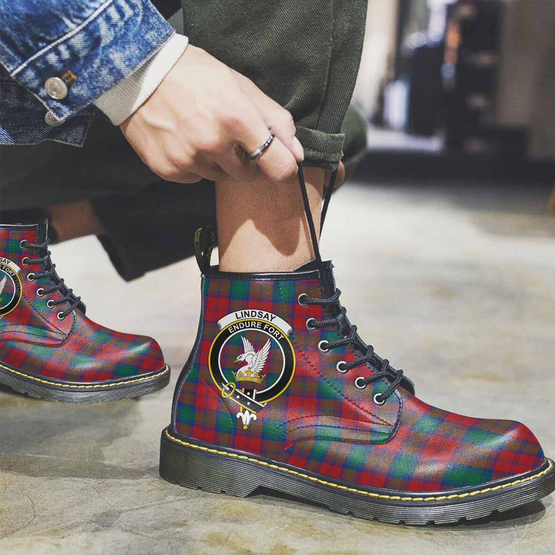 Lindsay Modern Tartan Crest Leather Boots