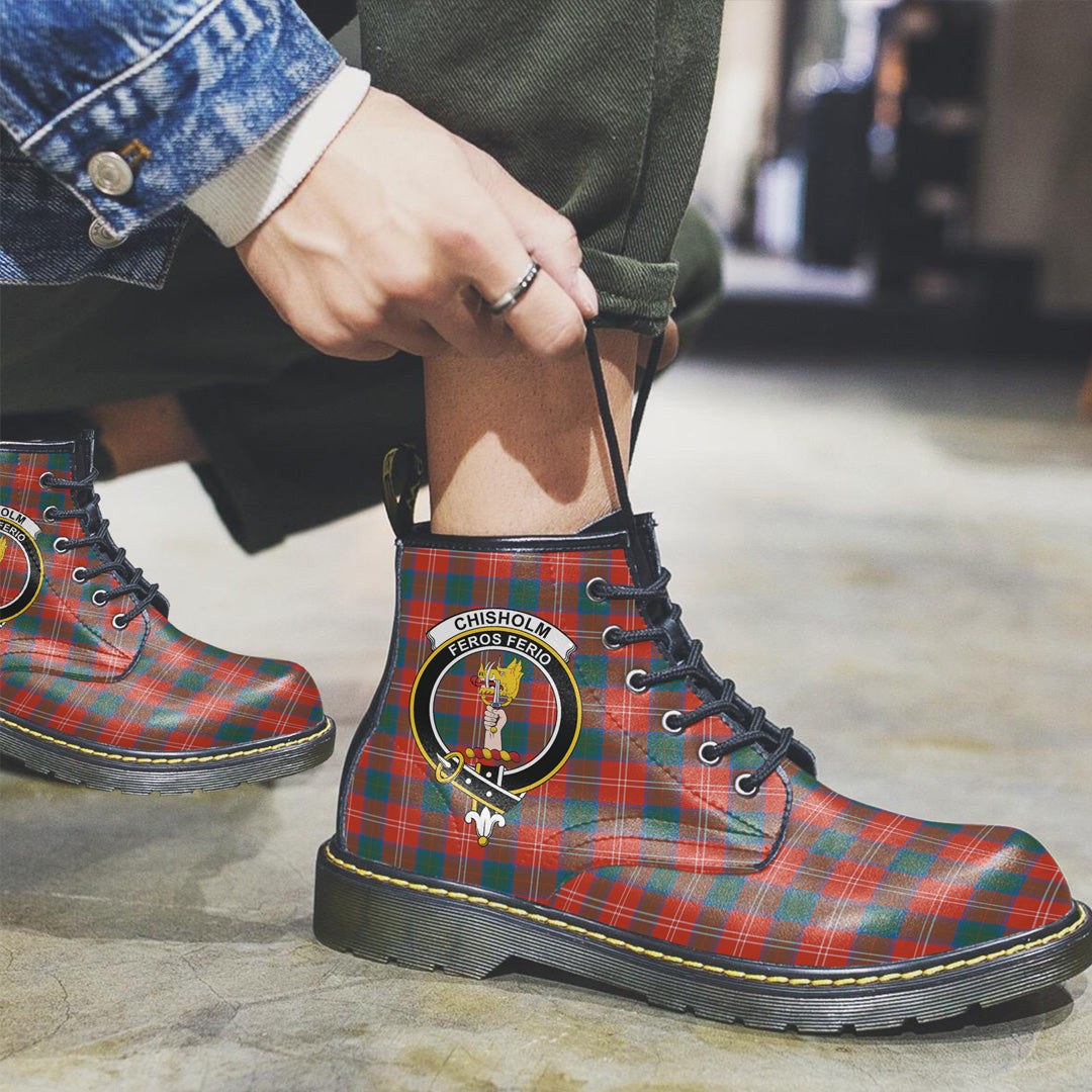 Chisholm Ancient Tartan Crest Leather Boots