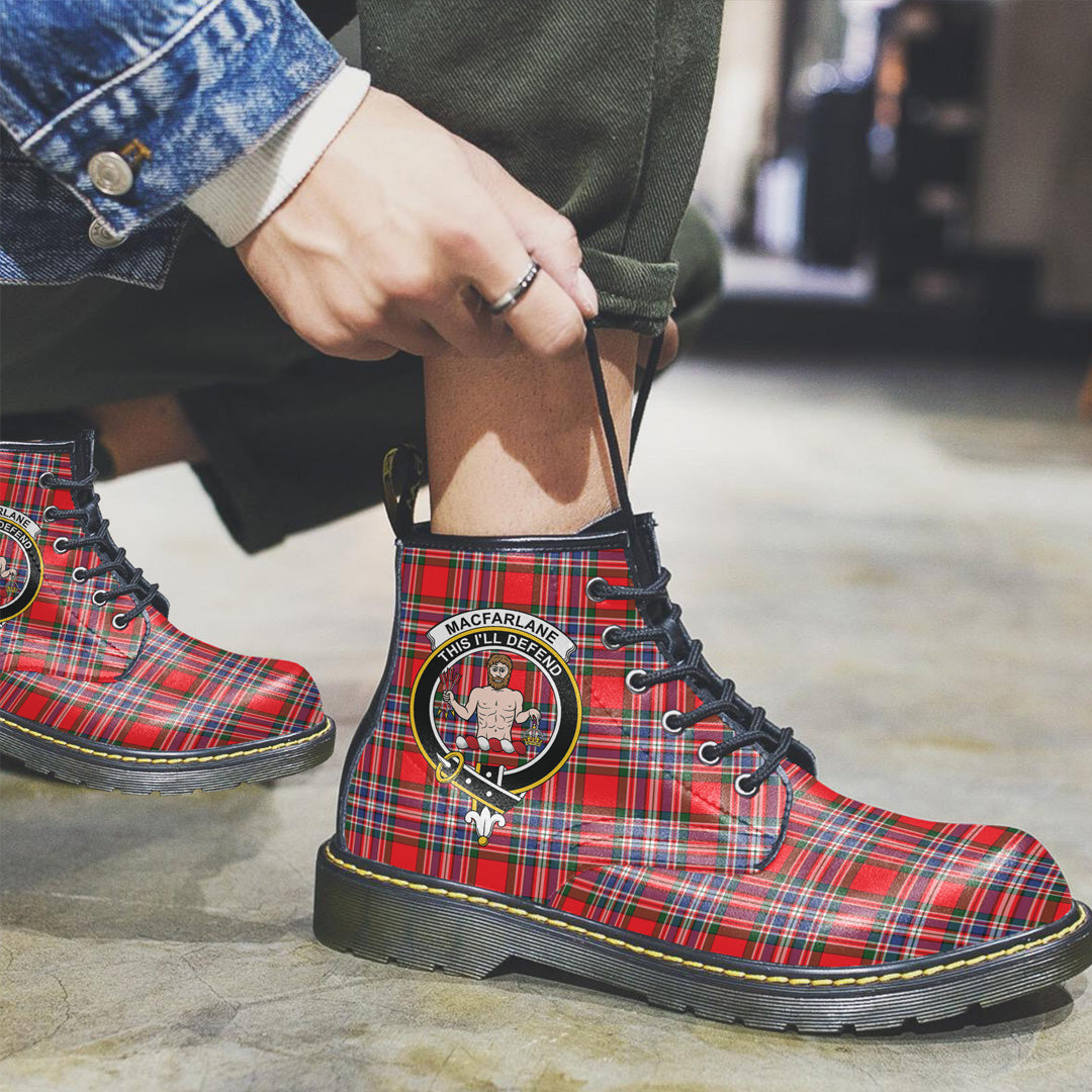 MacFarlane Modern Tartan Crest Leather Boots