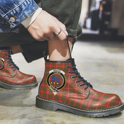 Bruce Modern Tartan Crest Leather Boots