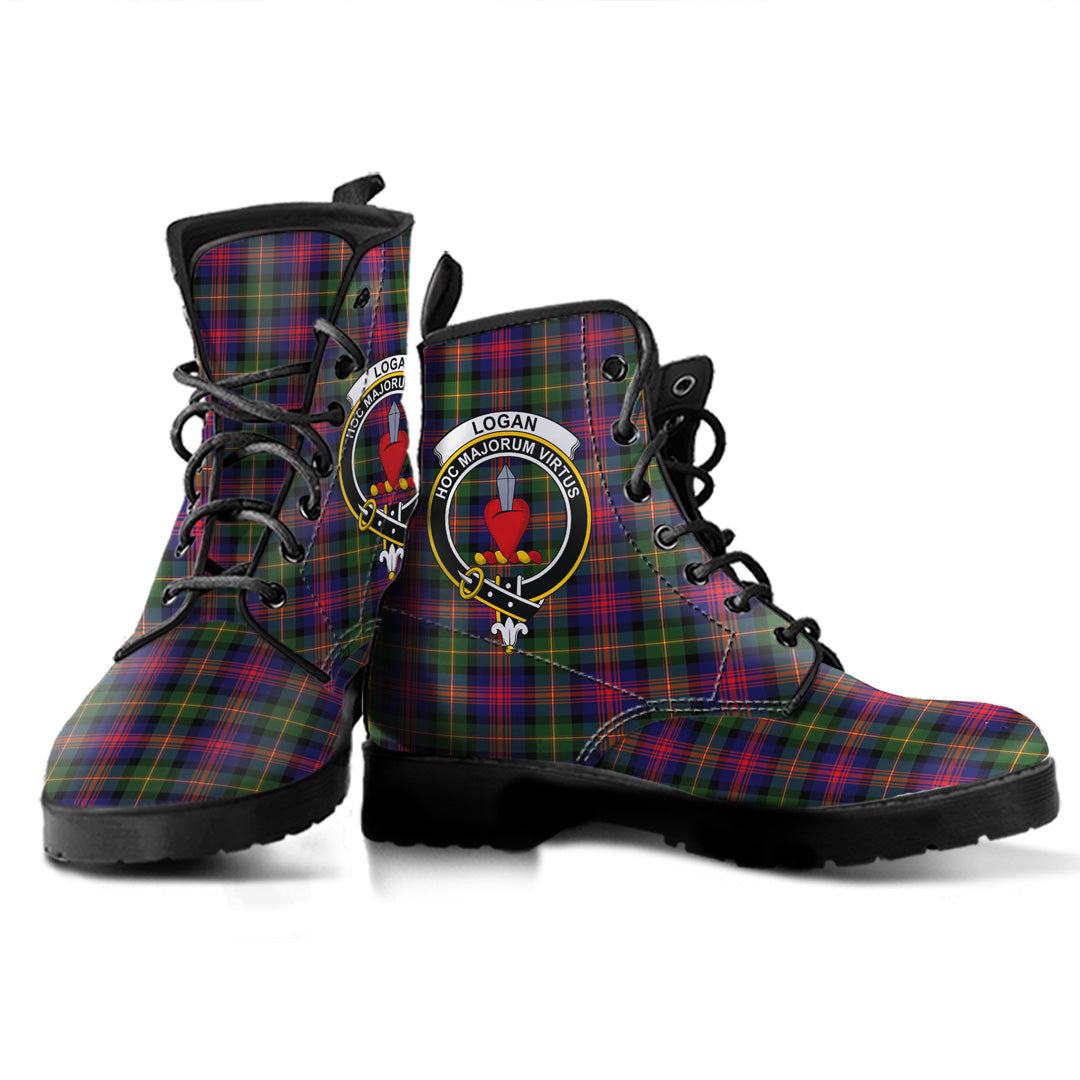 Logan Modern Tartan Crest Leather Boots