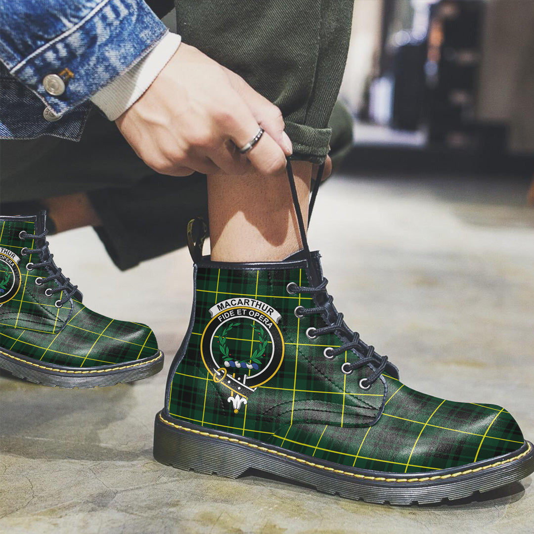 MacArthur Modern Tartan Crest Leather Boots