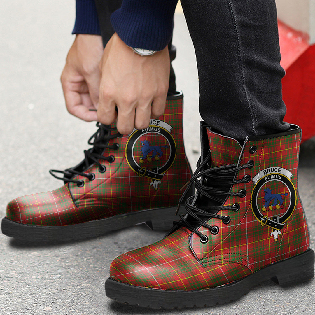 Bruce Modern Tartan Crest Leather Boots