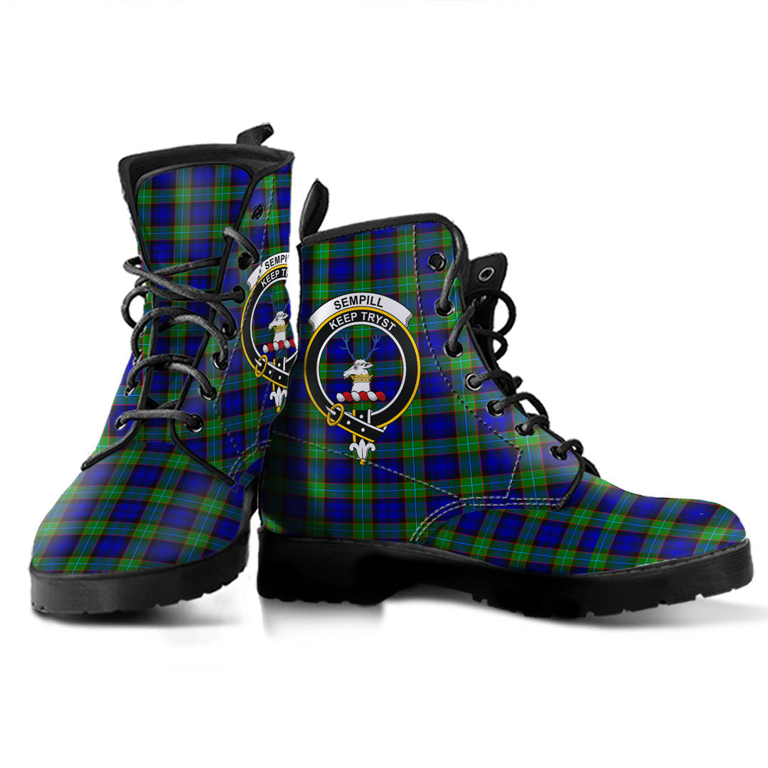 Sempill Modern Tartan Crest Leather Boots