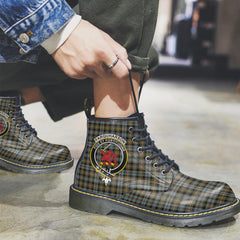 Farquharson Weathered Tartan Crest Leather Boots