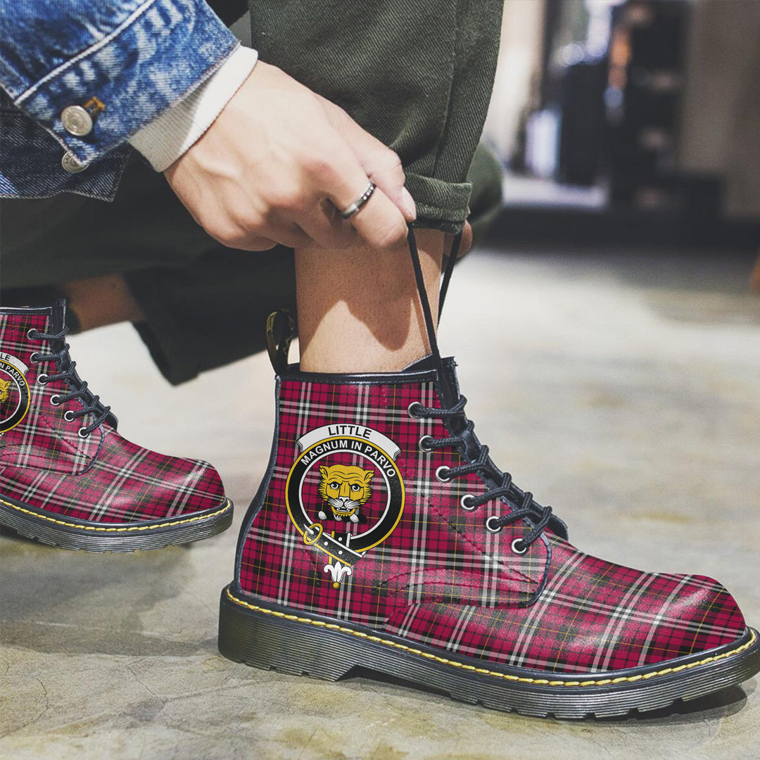 Little Tartan Crest Leather Boots