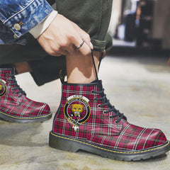 Little Tartan Crest Leather Boots