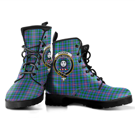 Pitcairn Hunting Tartan Crest Leather Boots