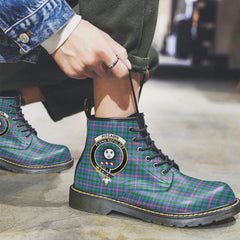Pitcairn Hunting Tartan Crest Leather Boots