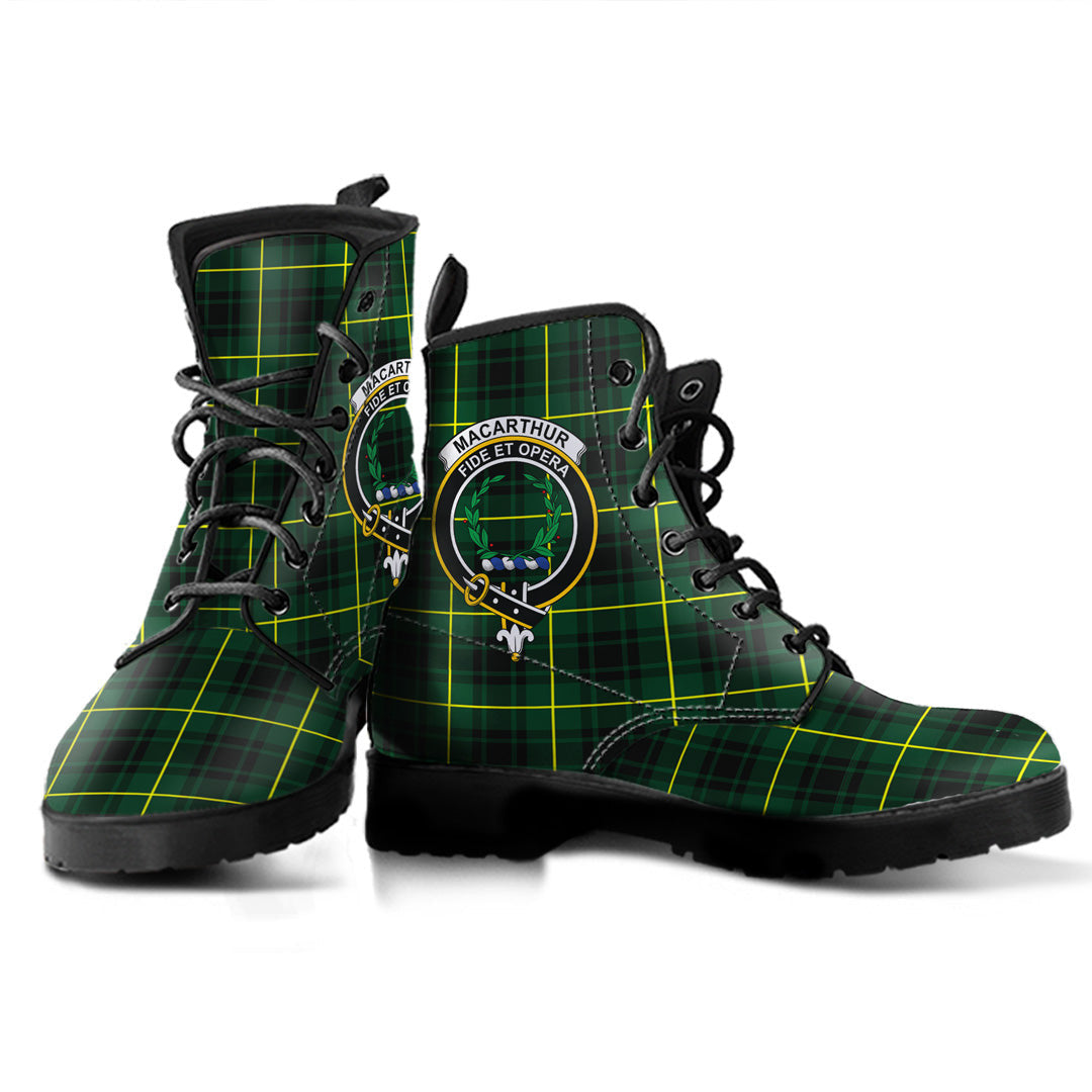 MacArthur Modern Tartan Crest Leather Boots