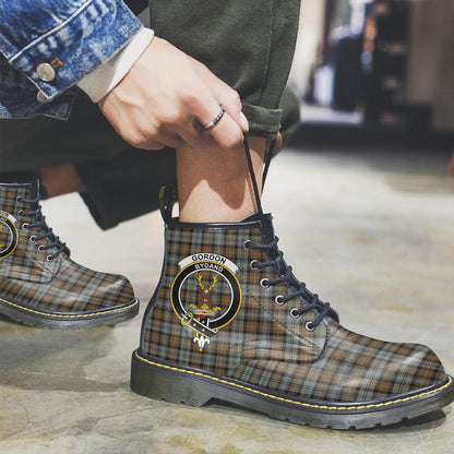 Gordon Weathered Tartan Crest Leather Boots