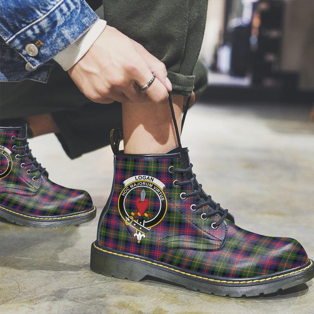 Logan Modern Tartan Crest Leather Boots