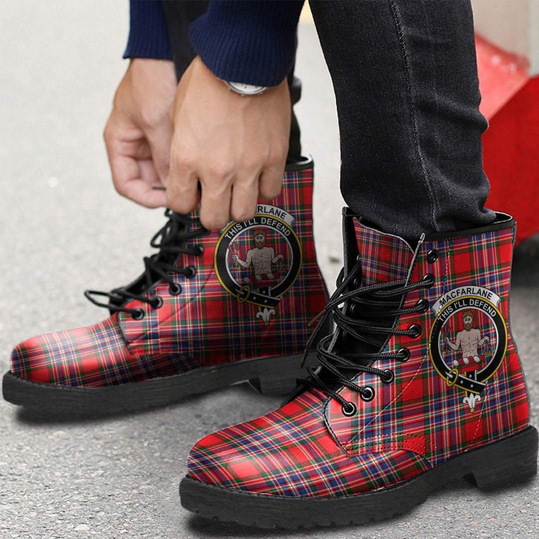 MacFarlane Modern Tartan Crest Leather Boots