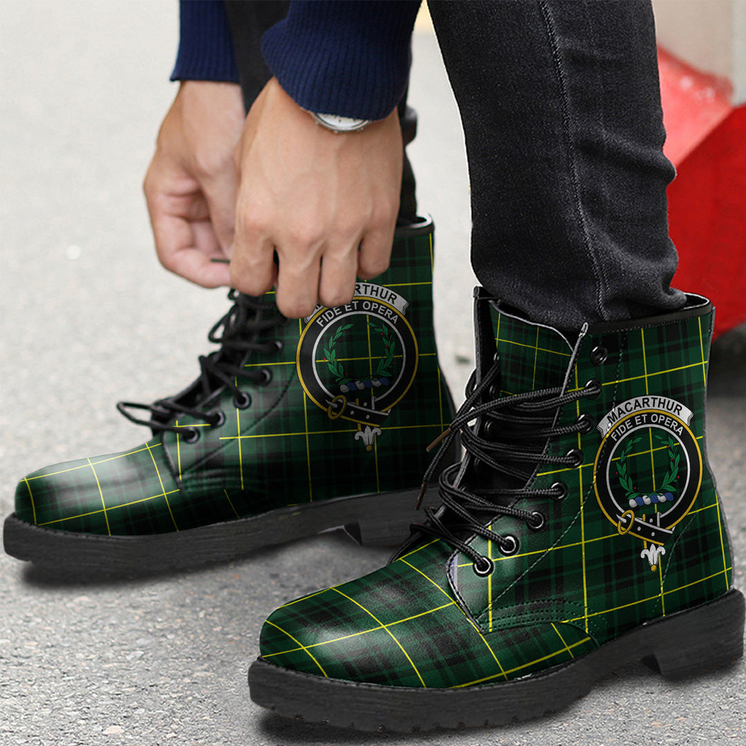 MacArthur Modern Tartan Crest Leather Boots