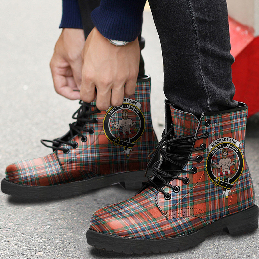 MacFarlane Ancient Tartan Crest Leather Boots