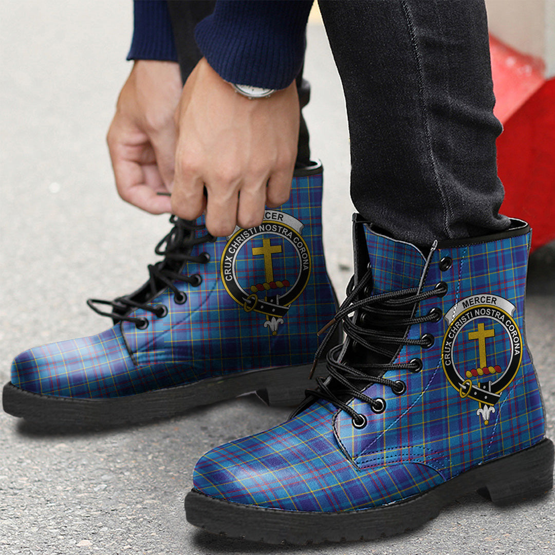 Mercer Modern Tartan Crest Leather Boots