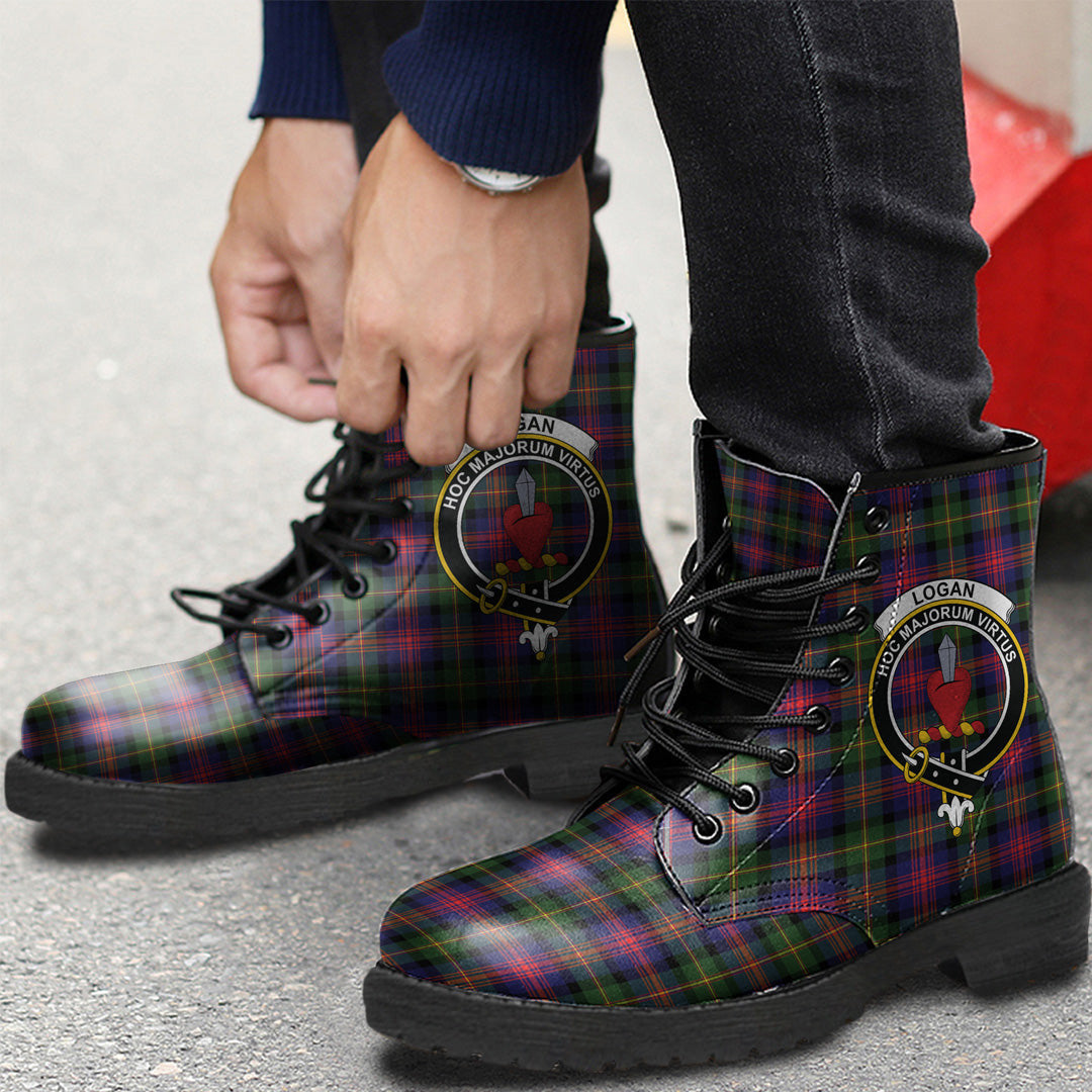 Logan Modern Tartan Crest Leather Boots