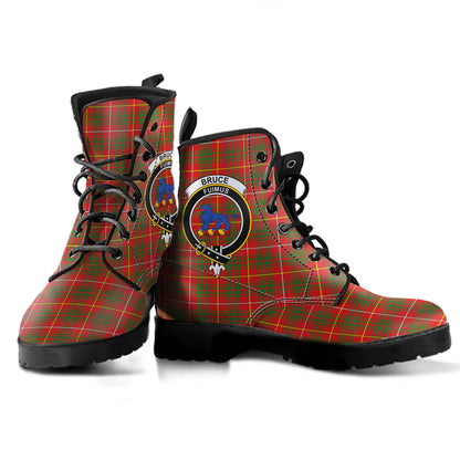 Bruce Modern Tartan Crest Leather Boots