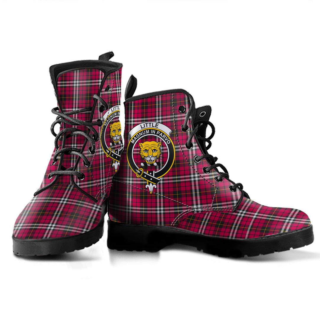 Little Tartan Crest Leather Boots