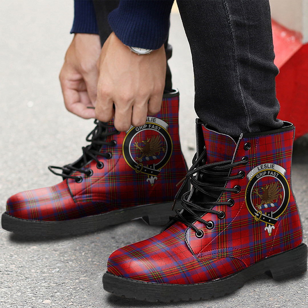 Leslie Modern Tartan Crest Leather Boots