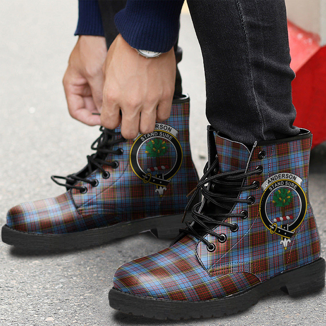 Anderson Modern Tartan Crest Leather Boots
