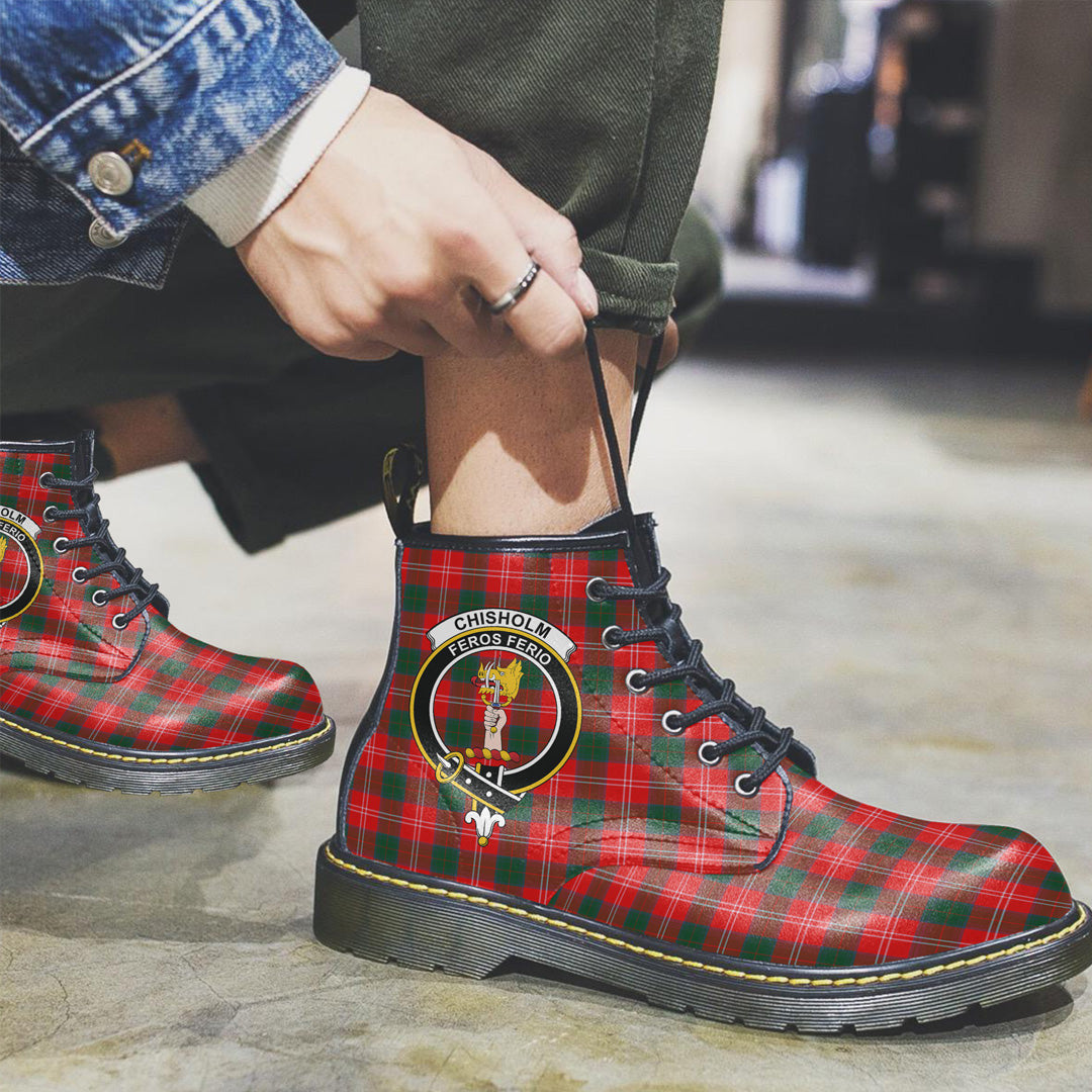 Chisholm Modern Tartan Crest Leather Boots