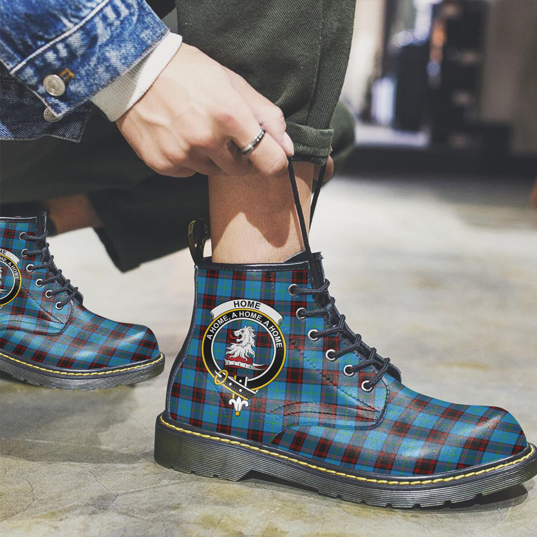 Home Ancient Tartan Crest Leather Boots