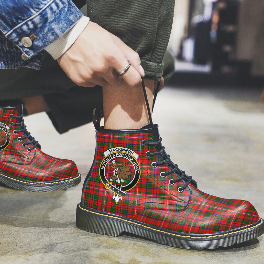 MacKinnon Modern Tartan Crest Leather Boots