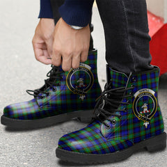 Sempill Modern Tartan Crest Leather Boots