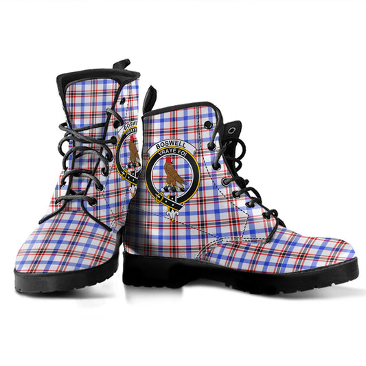 Boswell Modern Tartan Crest Leather Boots