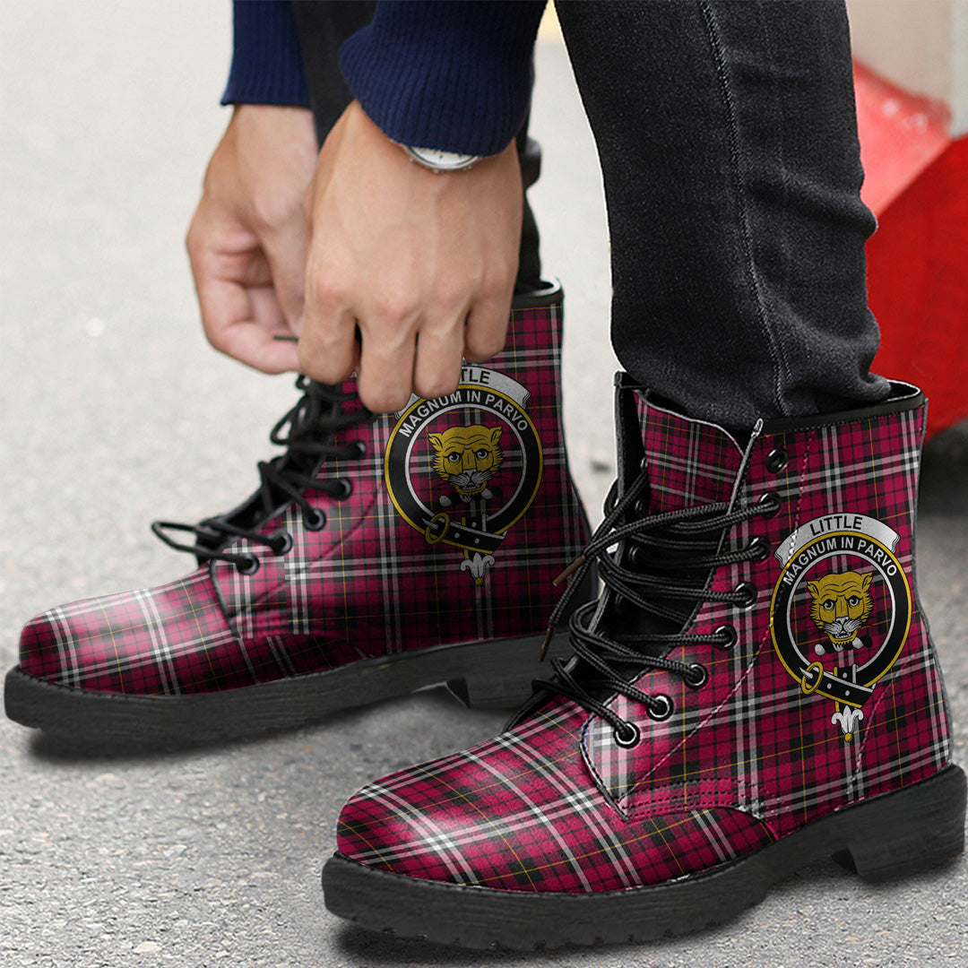 Little Tartan Crest Leather Boots