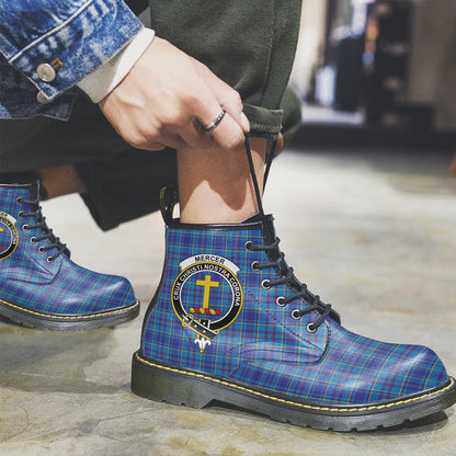 Mercer Modern Tartan Crest Leather Boots