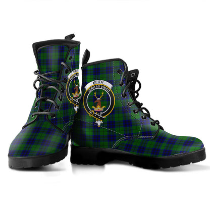 Keith Modern Tartan Crest Leather Boots