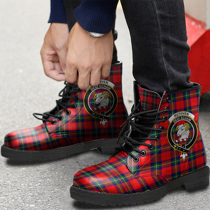 Ruthven Modern Tartan Crest Leather Boots