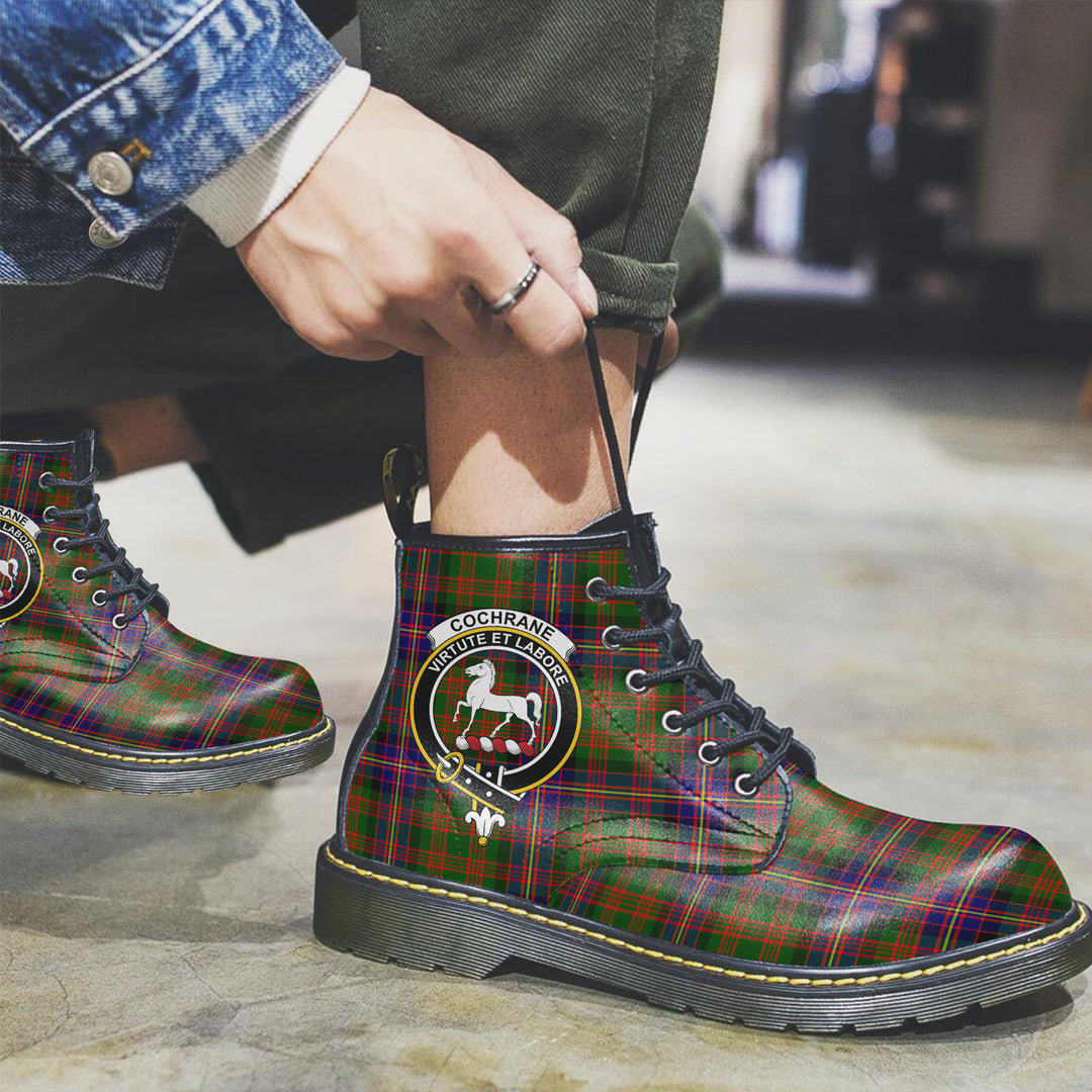 Cochrane Modern Tartan Crest Leather Boots