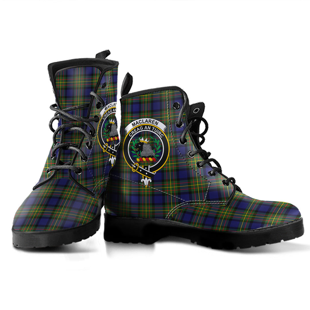 MacLaren Modern Tartan Crest Leather Boots