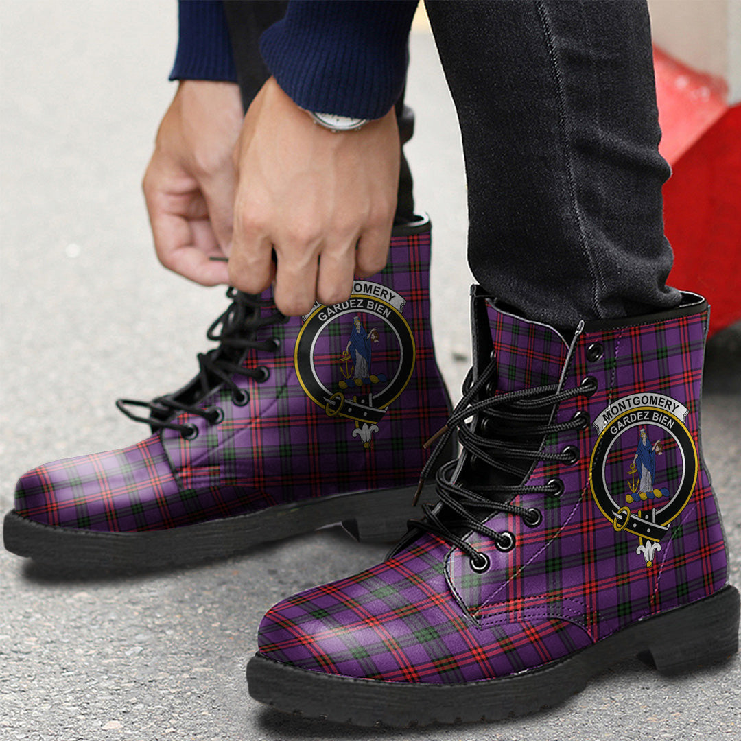 Montgomery Modern Tartan Crest Leather Boots