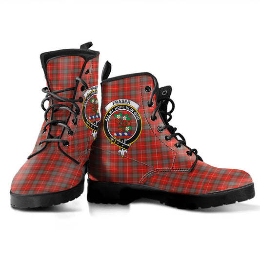 Fraser Weathered Tartan Crest Leather Boots