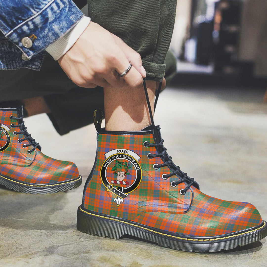 Ross Ancient Tartan Crest Leather Boots