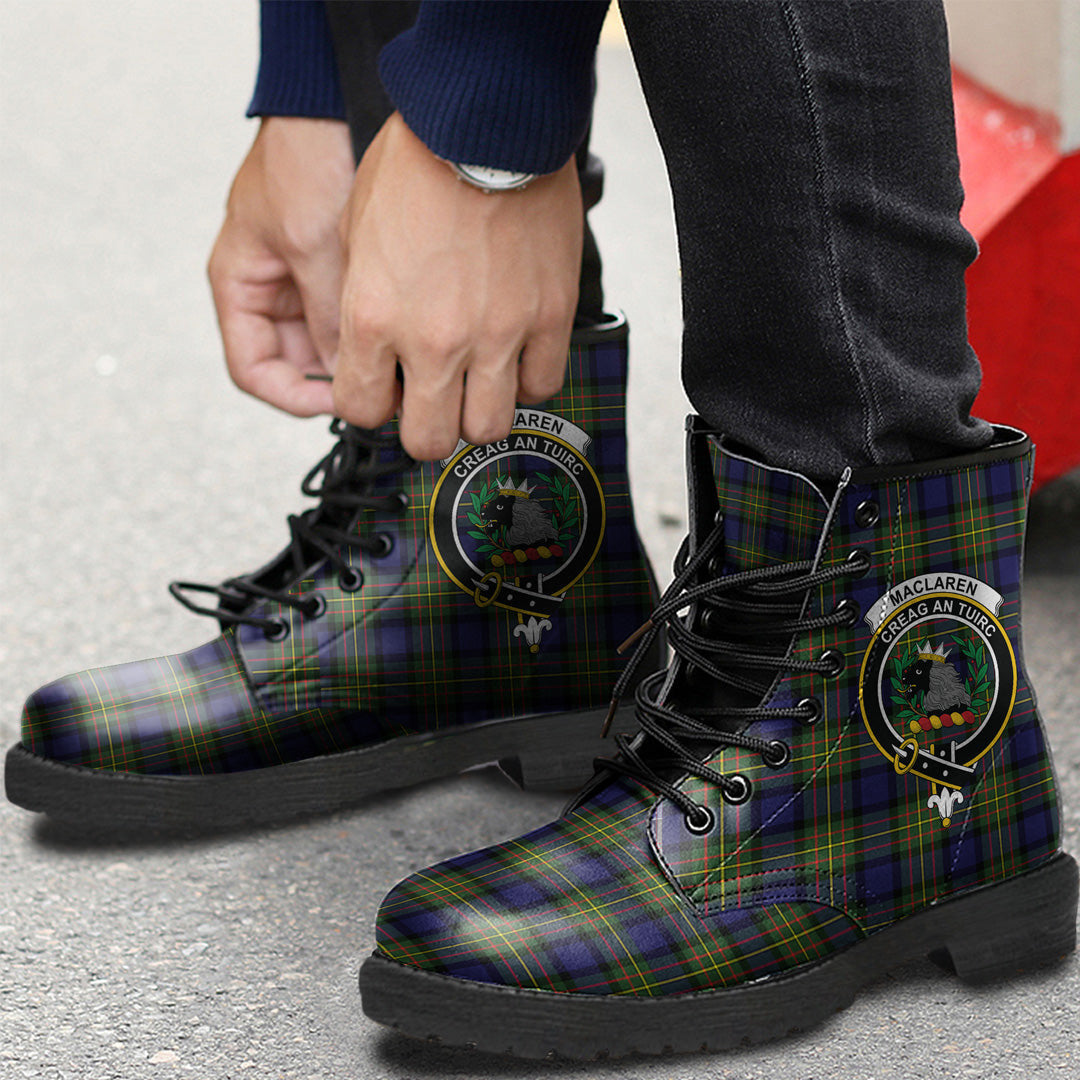 MacLaren Modern Tartan Crest Leather Boots