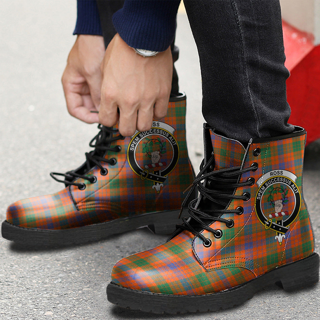 Ross Ancient Tartan Crest Leather Boots